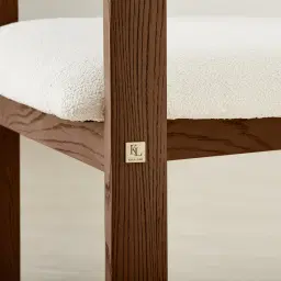 Desmond Chantilly White Fabric Dining Chair - Dark Brown Ash Legs