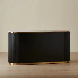 Archie Black Wooden Sideboard with White Sintered Stone Top