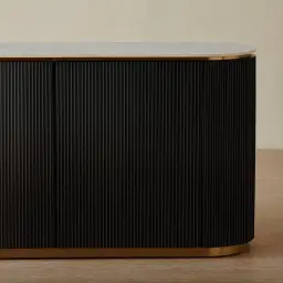 Archie Black Wooden Sideboard with White Sintered Stone Top