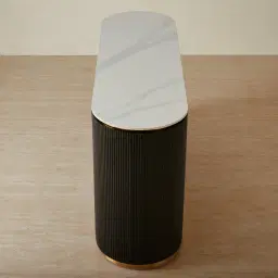 Archie Black Wooden Sideboard with White Sintered Stone Top