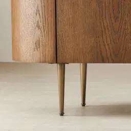 Napa Caramel Oak 4-Door Sideboard - Antique Brass Frame