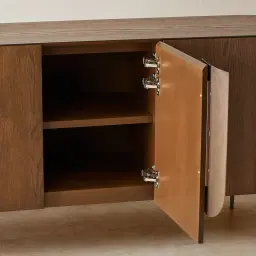 Napa Caramel Oak 4-Door Sideboard - Antique Brass Frame