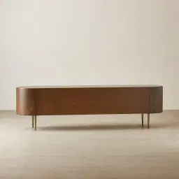 Napa Caramel Oak Entertainment Unit - Antique Brass Frame