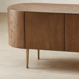 Napa Caramel Oak Entertainment Unit - Antique Brass Frame