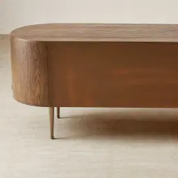 Napa Caramel Oak Entertainment Unit - Antique Brass Frame