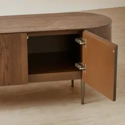 Napa Caramel Oak Entertainment Unit - Antique Brass Frame