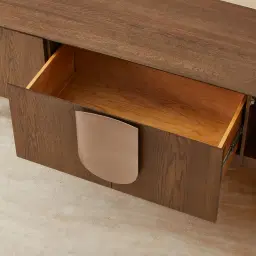 Napa Caramel Oak Entertainment Unit - Antique Brass Frame