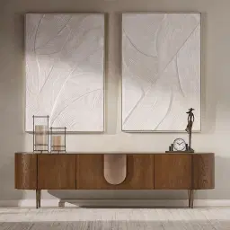 Napa Caramel Oak Entertainment Unit - Antique Brass Frame