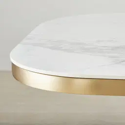 Archie Black Curved Rectangular Dining Table with Statuario White Sintered Stone Top - 240x118cm