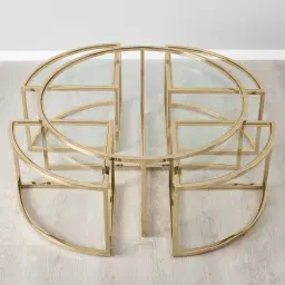 Raquelle ll Coffee Table - Polished Champagne Gold