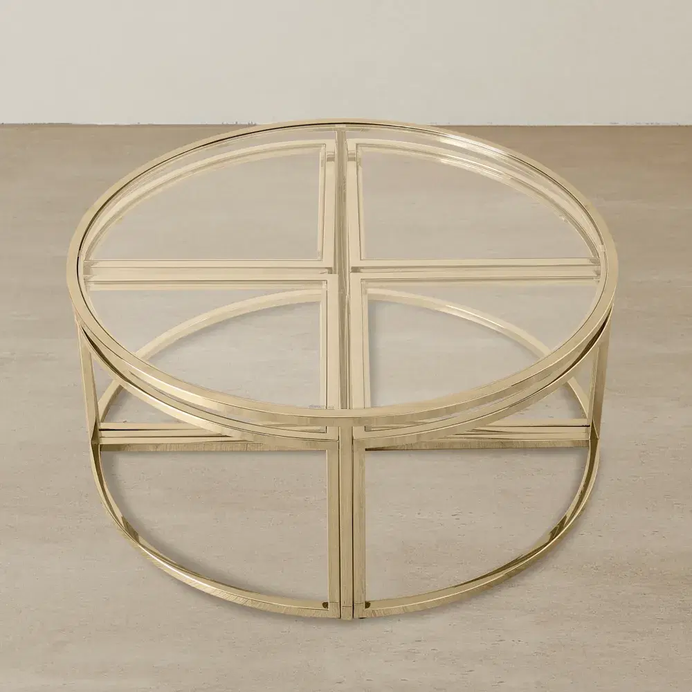 Raquelle ll Coffee Table - Polished Champagne Gold