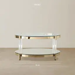 Auryn Polished Champagne Gold Stainless Steel Coffee Table