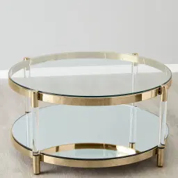Auryn Polished Champagne Gold Stainless Steel Coffee Table