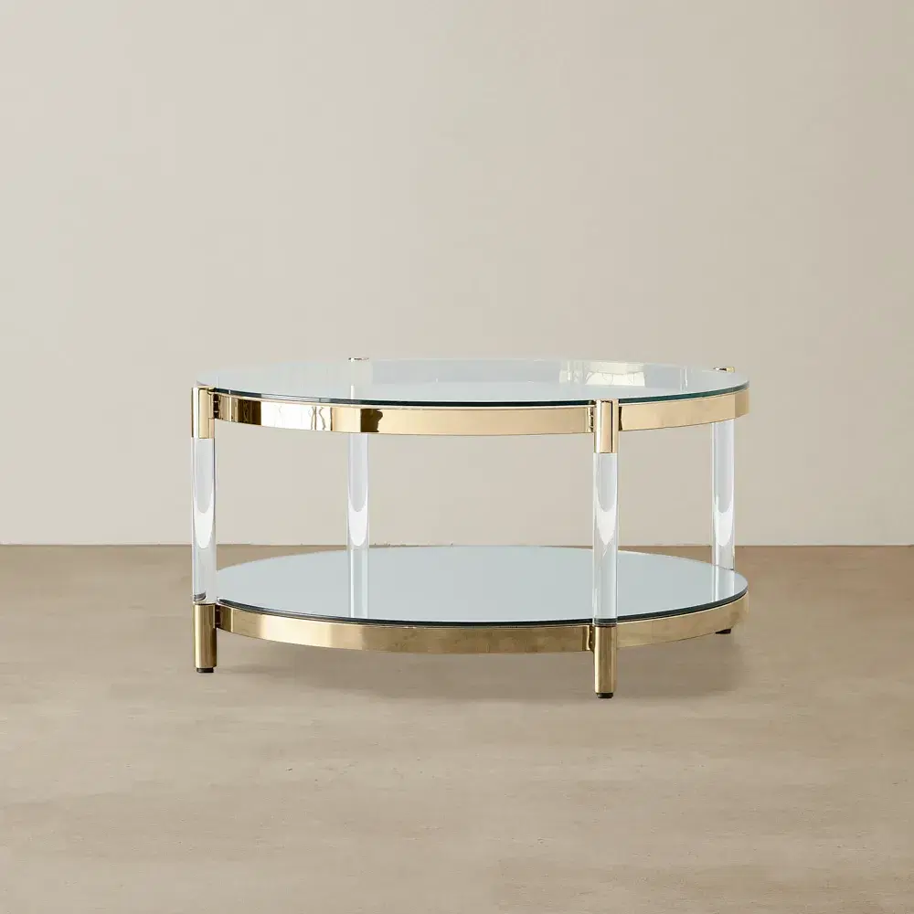 Auryn Polished Champagne Gold Stainless Steel Coffee Table