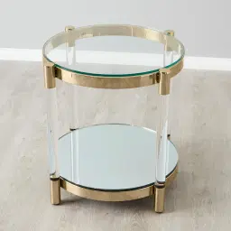 Auryn Polished Champagne Gold Stainless Steel Side Table
