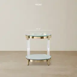 Auryn Polished Champagne Gold Stainless Steel Side Table