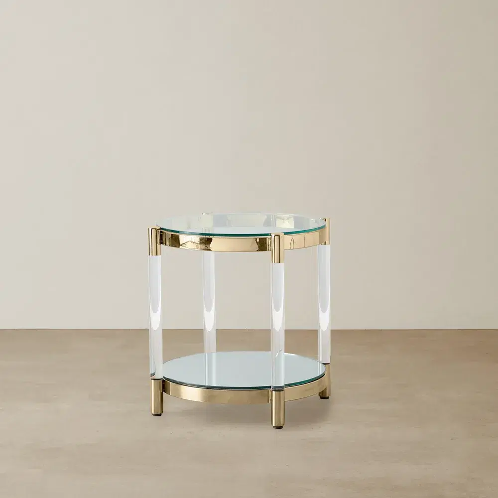 Auryn Polished Champagne Gold Stainless Steel Side Table
