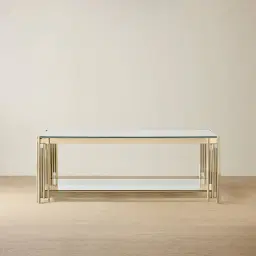 Lindsay Polished Champagne Gold Stainless Steel Coffee Table