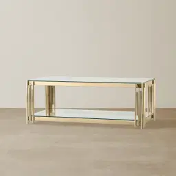 Lindsay Polished Champagne Gold Stainless Steel Coffee Table