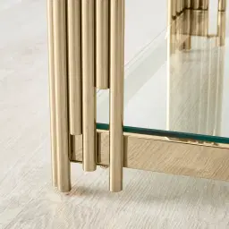 Lindsay Polished Champagne Gold Stainless Steel Coffee Table