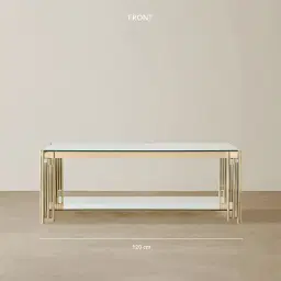 Lindsay Polished Champagne Gold Stainless Steel Coffee Table