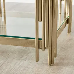 Lindsay Polished Champagne Gold Stainless Steel Side Table