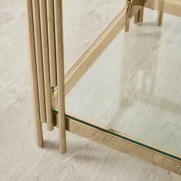 Lindsay Polished Champagne Gold Stainless Steel Side Table