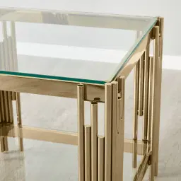 Lindsay Polished Champagne Gold Stainless Steel Side Table