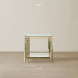 Lindsay Polished Champagne Gold Stainless Steel Side Table