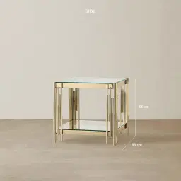 Lindsay Polished Champagne Gold Stainless Steel Side Table