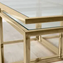 Vernon Polished Champagne Gold Stainless Steel Square Coffee Table
