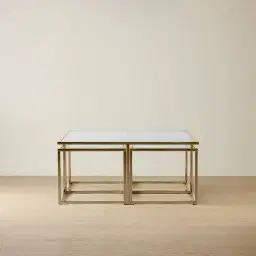 Vernon Polished Champagne Gold Stainless Steel Square Coffee Table