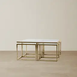 Vernon Polished Champagne Gold Stainless Steel Square Coffee Table