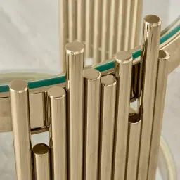 Lindsay Polished Champagne Gold Stainless Steel Round Side Table - Clear Glass Top