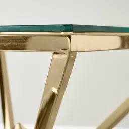 Knox Polished Champagne Gold Side Table - Clear Glass Top