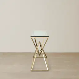 Knox Polished Champagne Gold Console Table - Clear Glass Top