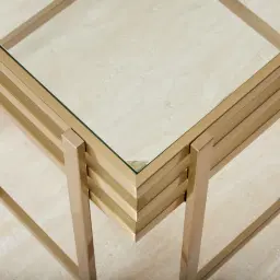 Grazia Brushed Champagne Gold Stainless Steel Side Table