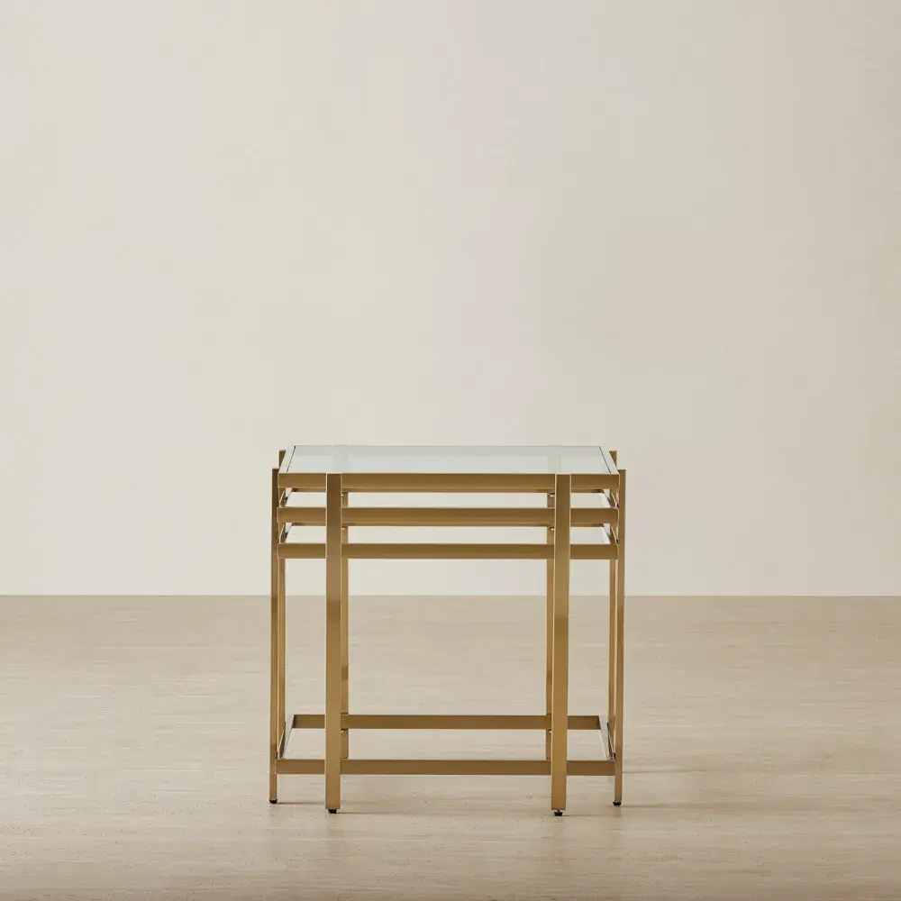 Grazia Brushed Champagne Gold Stainless Steel Side Table