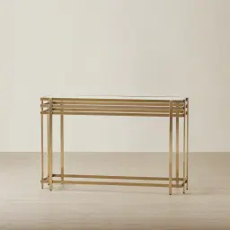Grazia Brushed Champagne Gold Stainless Steel Console Table