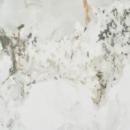 Dianne White Grey-Streaked Sintered Stone Side Table - Brushed Champagne Gold Stainless Steel Frame