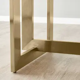 Dianne White Grey-Streaked Sintered Stone Side Table - Brushed Champagne Gold Stainless Steel Frame