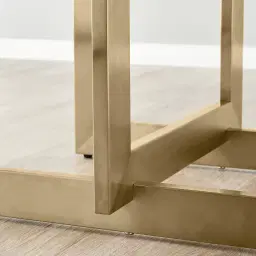 Dianne White Grey-Streaked Sintered Stone Side Table - Brushed Champagne Gold Stainless Steel Frame