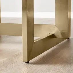 Maia White Sintered Stone Dining Table - Brushed Champagne Gold Stainless Steel Legs 240x120cm