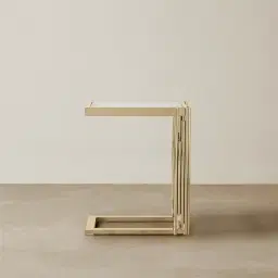 Jules Polished Champagne Gold Stainless Steel Side Table