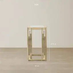 Jules Polished Champagne Gold Stainless Steel Side Table