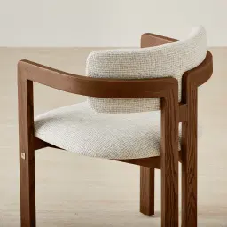 Desmond Dove Grey Fabric Dining Chair - Dark Brown Ash Legs