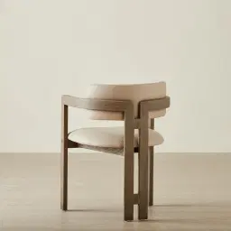 Desmond Sand Beige Vegan Leather Dining Chair - Medium Brown Ash Legs