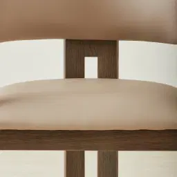 Desmond Sand Beige Vegan Leather Dining Chair - Medium Brown Ash Legs