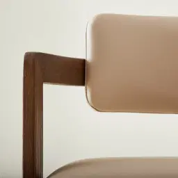 Desmond Sand Beige Vegan Leather Dining Chair - Dark Brown Ash Legs