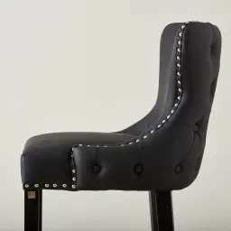 Camille III Black Vegan Leather Bar Stool